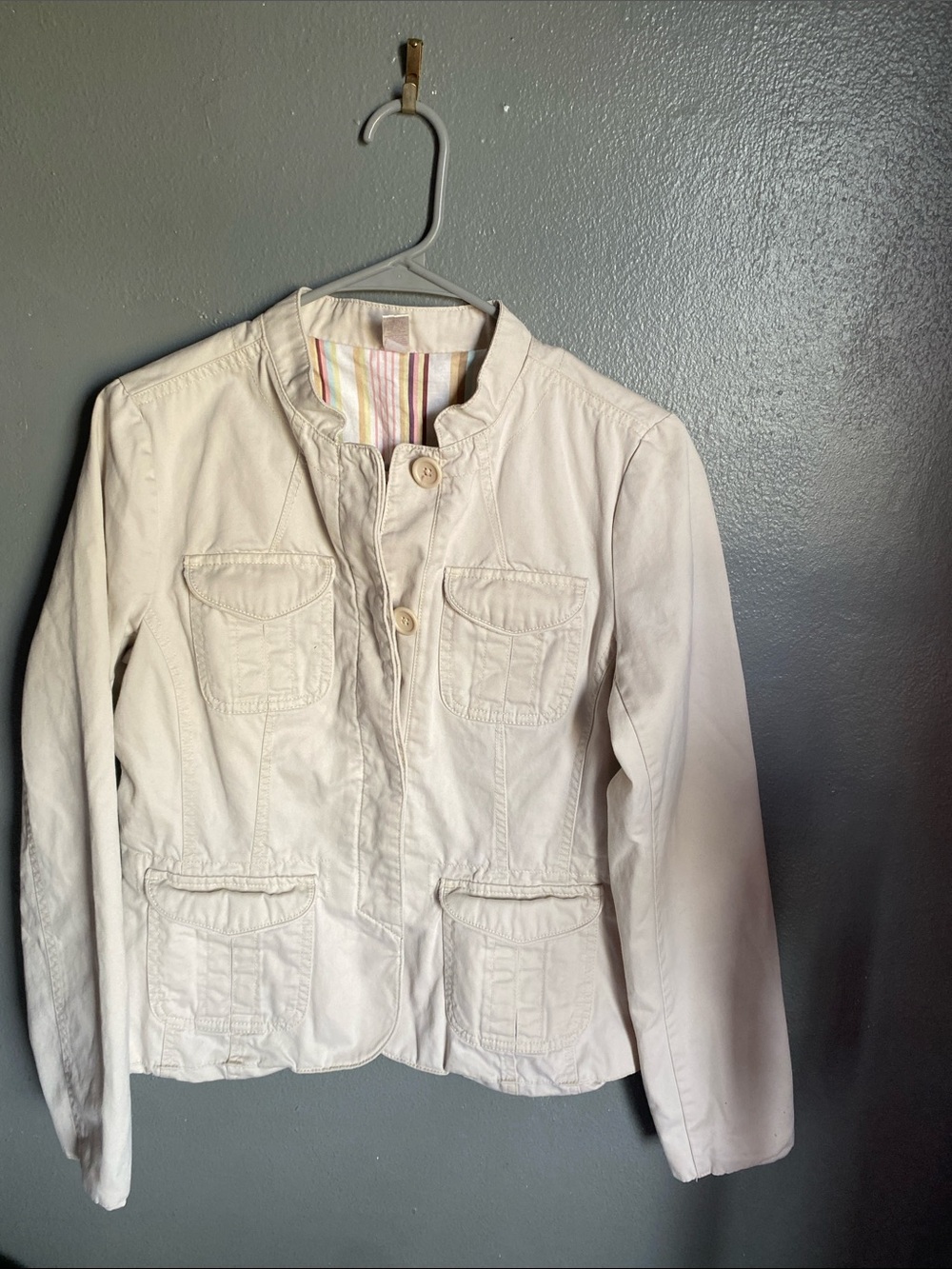 Old Navy Cream Utility Button-Front Jacket